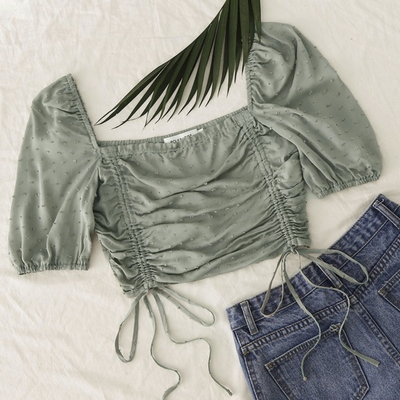 SHEIN Tops - SHEIN Drawstring Knot Ruched Crop Top NWOT